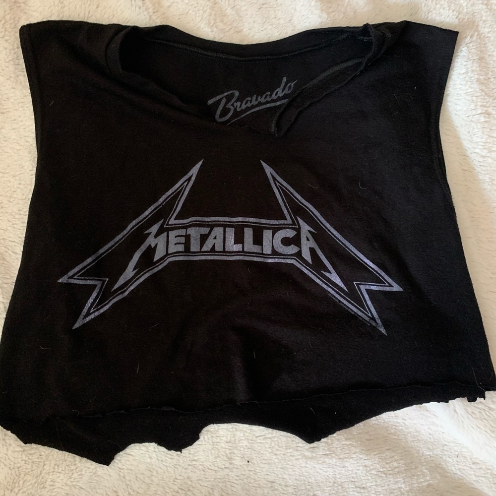 Thrifted Metallica Crop